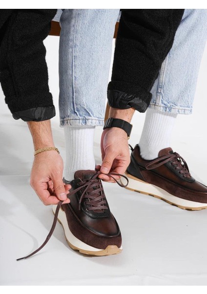Locke Model Deri El Yapımı Erkek Kahve Sneaker