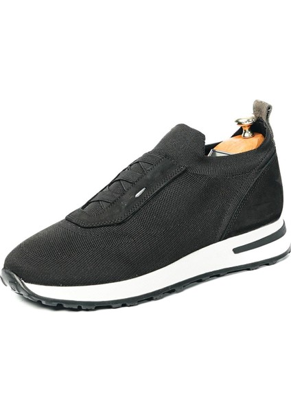 Roksane Model Deri El Yapımı Erkek Siyah Triko Sneaker Ayakkabı