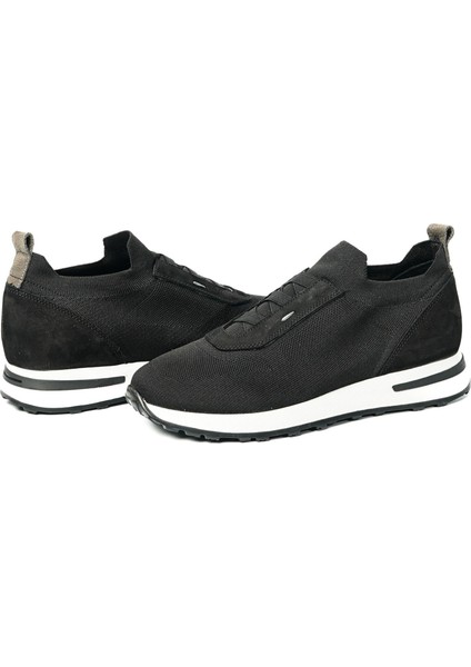 Roksane Model Deri El Yapımı Erkek Siyah Triko Sneaker Ayakkabı