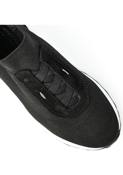 Roksane Model Deri El Yapımı Erkek Siyah Triko Sneaker Ayakkabı