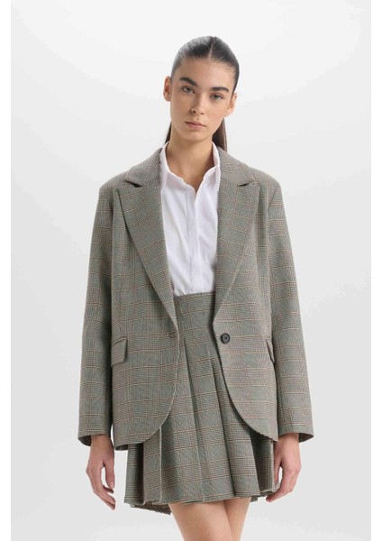 Oversize Geniş Kalıp Ceket Yaka Blazer Ceket D9376AX24AU fırsatları