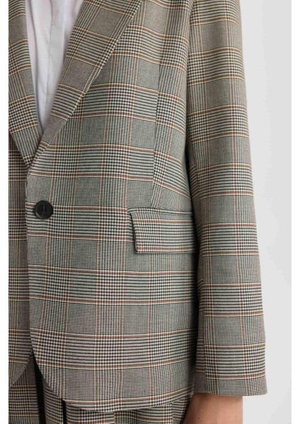 Oversize Geniş Kalıp Ceket Yaka Blazer Ceket D9376AX24AU indirimleri