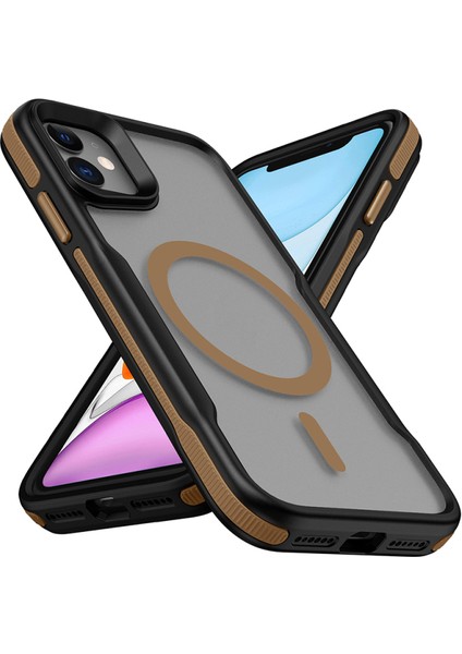Apple iPhone 11 Uyumlu Kılıf Magsafe Wireless Şarj Özellikli Şerit Tasarımlı Kılıf Kapak