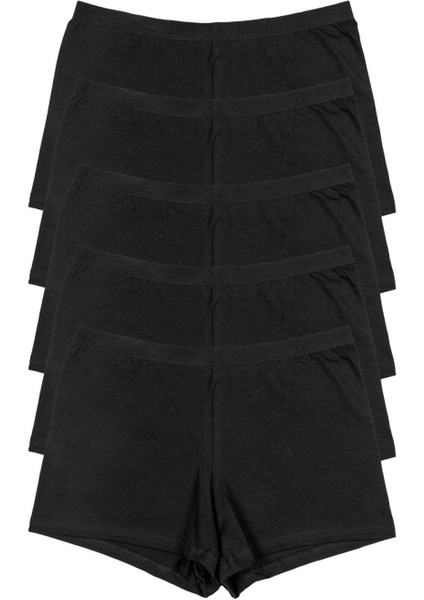 Kadın Boxer Külot 5 Li Paket Siyah