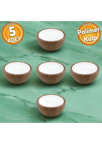 Piyano Polimer Düğme Kulp İçbükey Ceviz Beyaz Dolap Mobilya Mutfak Dolabı Çekmece Kulpu Kulbu 5 ADET