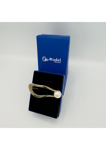 Modern Incili Tasarım Büyük Gold Broş