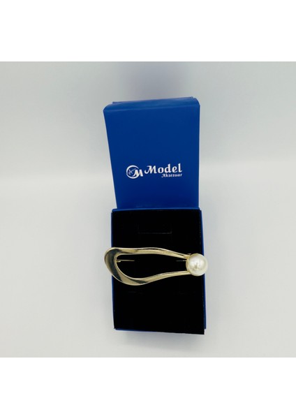 Modern Incili Tasarım Büyük Gold Broş
