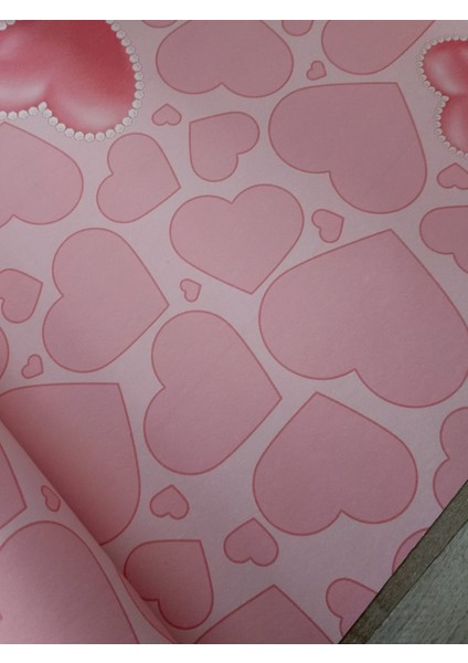 Pembe Kalp Desenli Hava Alabilen Silinebilir Kız Çocuk Odası Duvar Kağıdı 5 M² fiyatları