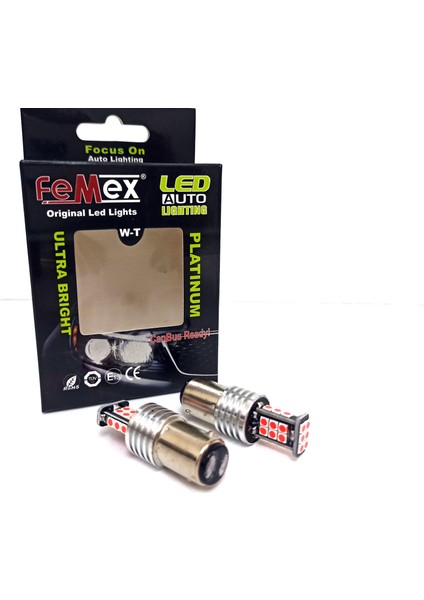 P21W Non-Direction 1157 Çift Duy 3030 Chip 24SMD Kırmızı Stop Ampul