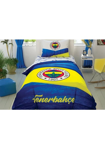 Lisanslı Tek Kişilik Nevresim Takımı Fenerbahçe Wooden Logo