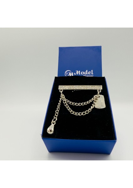 Kristal Taşlı Zincir Detaylı Broş modelleri