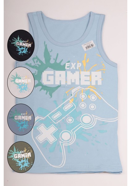 Renkli Gamer Yazılı Erkek Çocuk Atlet 5'li Paket