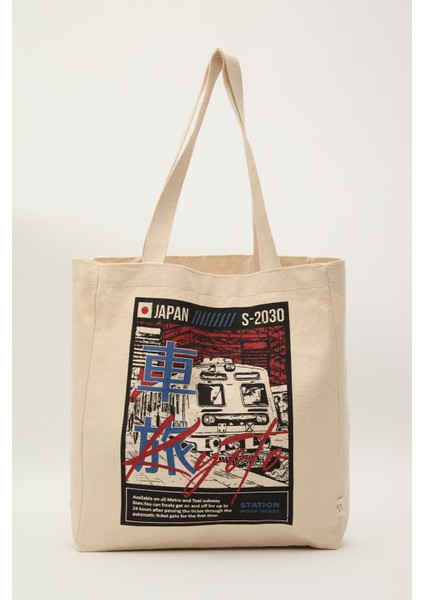 Baskılı Körüklü Bez Çanta Metro fırsatları