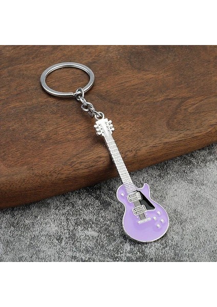 Gitar Lila Gitarist Hediye Anahtarlık Veya Çanta Süsü