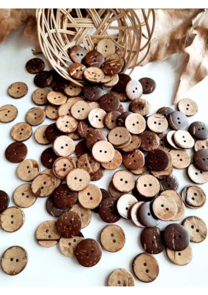 20'li Paket 20 Mm (2 CM) Ahşap Cocanat Cocanout Kokonat Hindistan Cevizi Düğme indirimleri