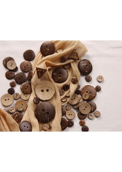 20'li Paket 20 Mm (2 CM) Ahşap Cocanat Cocanout Kokonat Hindistan Cevizi Düğme