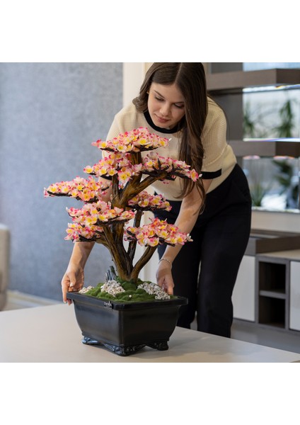Flora Bonsai-2 Masaüstü Kullanıma Uygun Doğal Ağaç Gövdeli Yapay Bonsai Ağacı - 40X50 cm modelleri