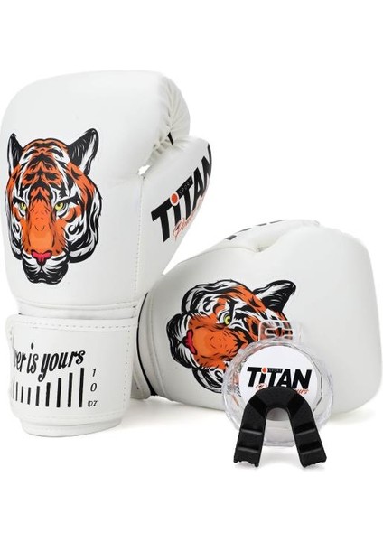 Titan Sport Beyaz Kaplan Desenli Set Fgr Model-9 Boks Eldiveni