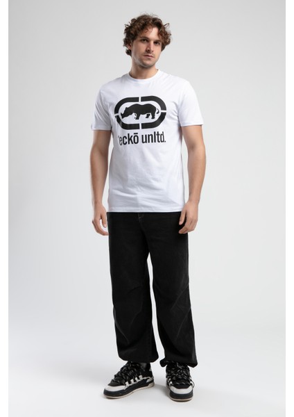 Marc Beyaz - Siyah Bisiklet Yaka Baskılı Standard Fit Erkek Tshirt modelleri