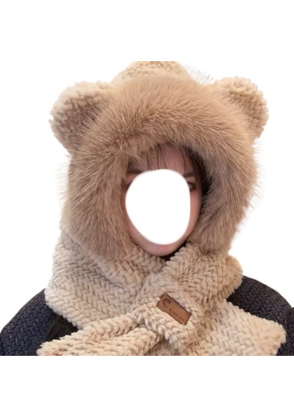 Peluş Atkı, Şapka, Kadın Sonbahar ve Kış Atkısı, Hepsi Bir Arada Sıcak Artı Kadife Bisiklet Atkısı, Sevimli Soğuk Koruması ve Kulak Koruması (Yurt Dışından)