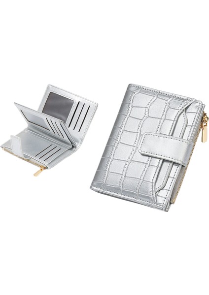 Buybüyük -Kapasite Yeni Kısa Ladies Cüzdan Çapraz -Border El % 20 Ins Ins Zipper Pu Deri Money Sandviçler ve Gümüş Çanta (Yurt Dışından)