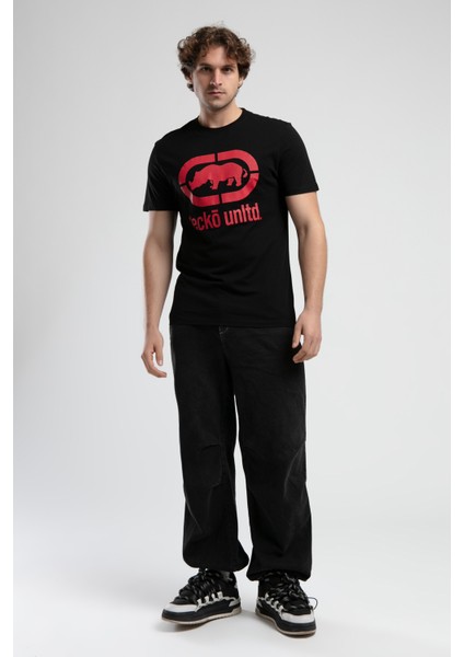 ECKO UNLTD Marc Siyah Kırmızı Bisiklet Yaka Baskılı Standard Fit Erkek Tshirt modelleri