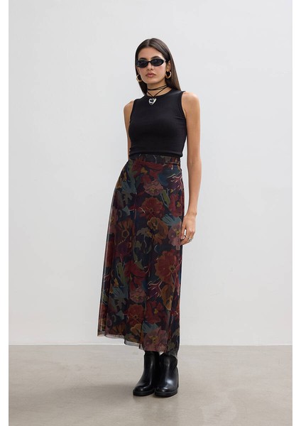 Floral Desenli Tül Etek fırsatları