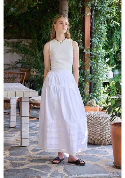 Beyaz Romantik Poplin Etek modelleri