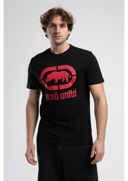 ECKO UNLTD Marc Siyah Kırmızı Bisiklet Yaka Baskılı Standard Fit Erkek Tshirt fırsatları