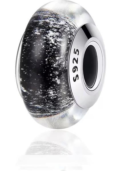 Siyah , Beyaz Murano Charm