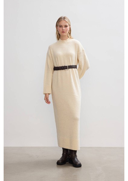 Krem Soft Triko Elbise