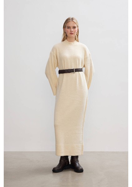 Krem Soft Triko Elbise