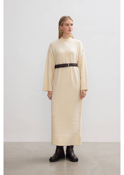 Krem Soft Triko Elbise