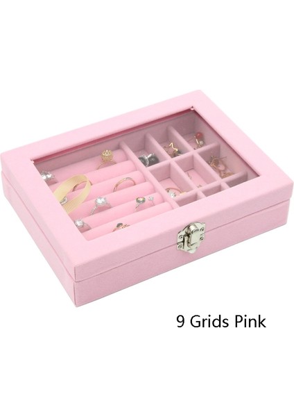 Yüzük Kolye Küpe Yahudi Kutusu 9 Izgaralı Pembe 9 Izgaralı Pembe (Yurt Dışından)