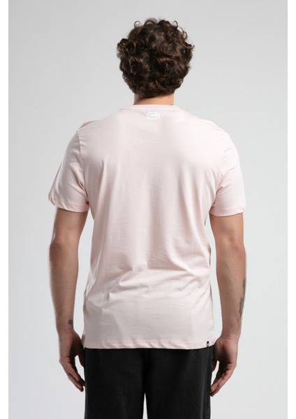 Marc Pembe Bisiklet Yaka Baskılı Standard Fit Erkek Tshirt