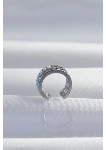 Pirinç Gümüş Renk Incili Baget Taşlı Earcuff Küpe fiyatları