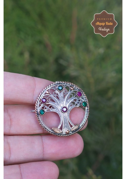 Hayat Ağacı Işlemeli 925 Ayar Gümüş Saf Telkari Broş 201023445 fiyatları