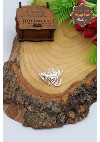 Kalpli Yaprak Model 925 Ayar Gümüş Saf Telkari Broş 201023411 fiyatları