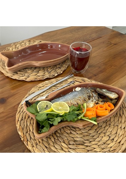 2'li Toprak Sırlı Balık Güveci Büyük Boy 30X15 cm