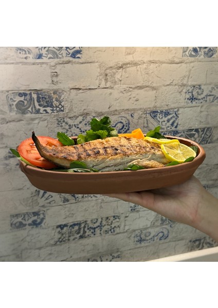 3'lü Toprak Sırlı Balık Güveci-Balık Tavası 27X13X4