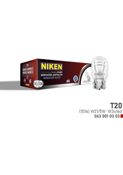 Nıken T20 Dipsız Ampul 1016 W21/5W W3X16D 10LU