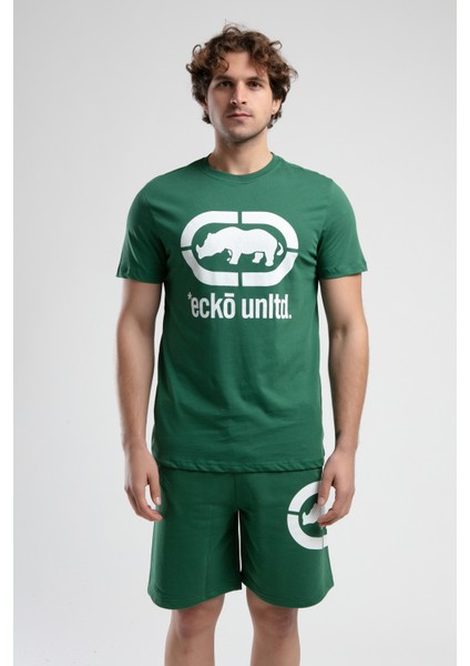 ECKO UNLTD Marc Yeşil Bisiklet Yaka Baskılı Standard Fit Erkek Tshirt
