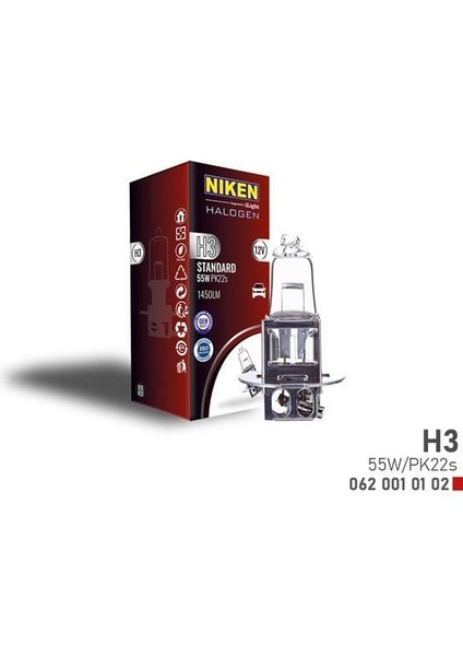 Nıken H3 55W Halojen Ampul PK22S 12V