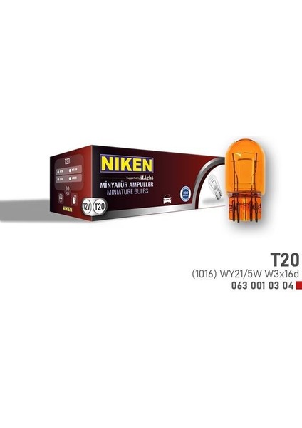 Nıken T20 Dipsız Ampul 1016 WY21/5W Amb W3X16D 10LU