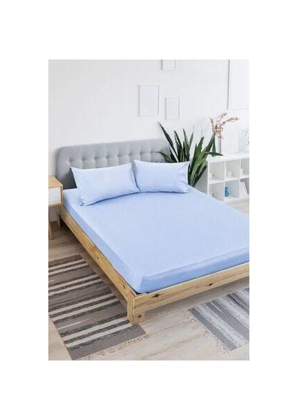 Çift Kişilik Battal Lastikli Fitted Çarşaf Seti Yastıklı 180 x 200