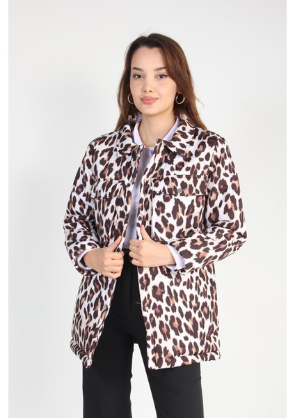 Y-0158 Leopar Desen Şişme Mont