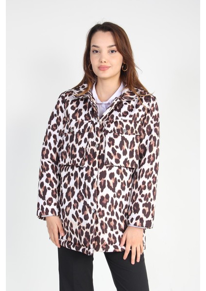 Y-0158 Leopar Desen Şişme Mont