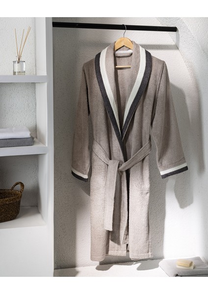 Raina Pamuklu Kadın Bornoz - Bej - Luxury Koleksiyon