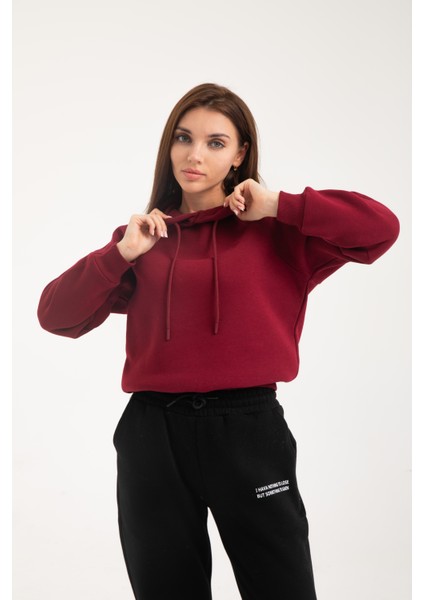 Sweatshirt Nakışlı Kapşonlu Şardonlu