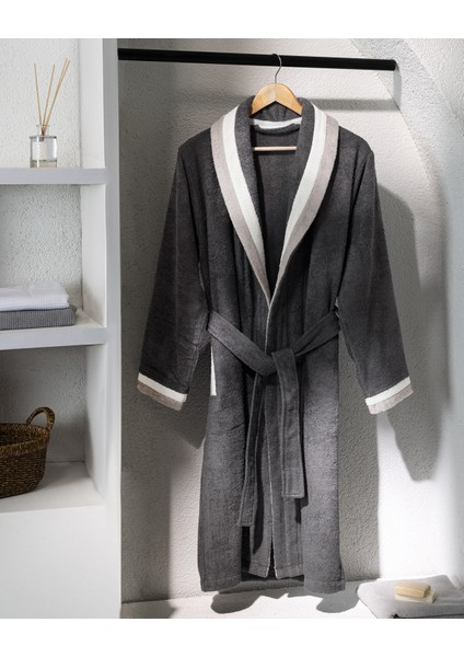 Raina Pamuklu Kadın Bornoz - Gri - Luxury Koleksiyon